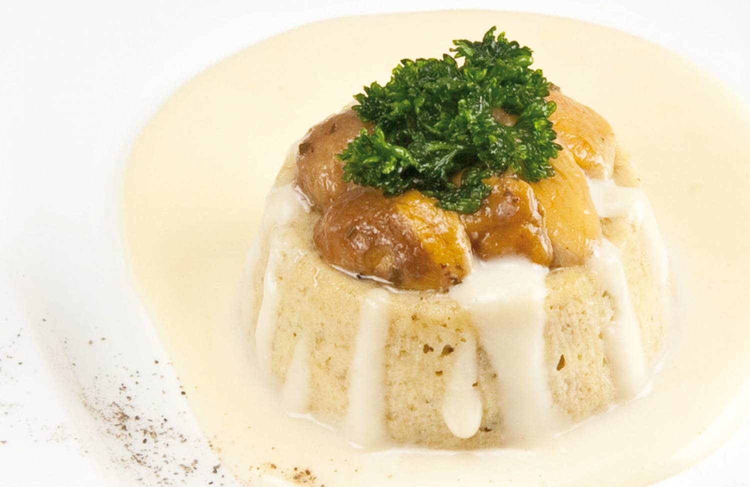 Tartaleta de setas porcini con crema de 4 quesos